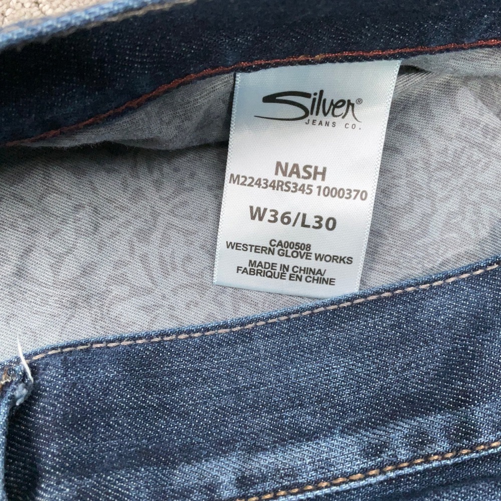 Silver Jeans Co Jeans Mens 36x30 Blue Nash Whisker Straight Western Stitch Denim - Picture 4 of 12
